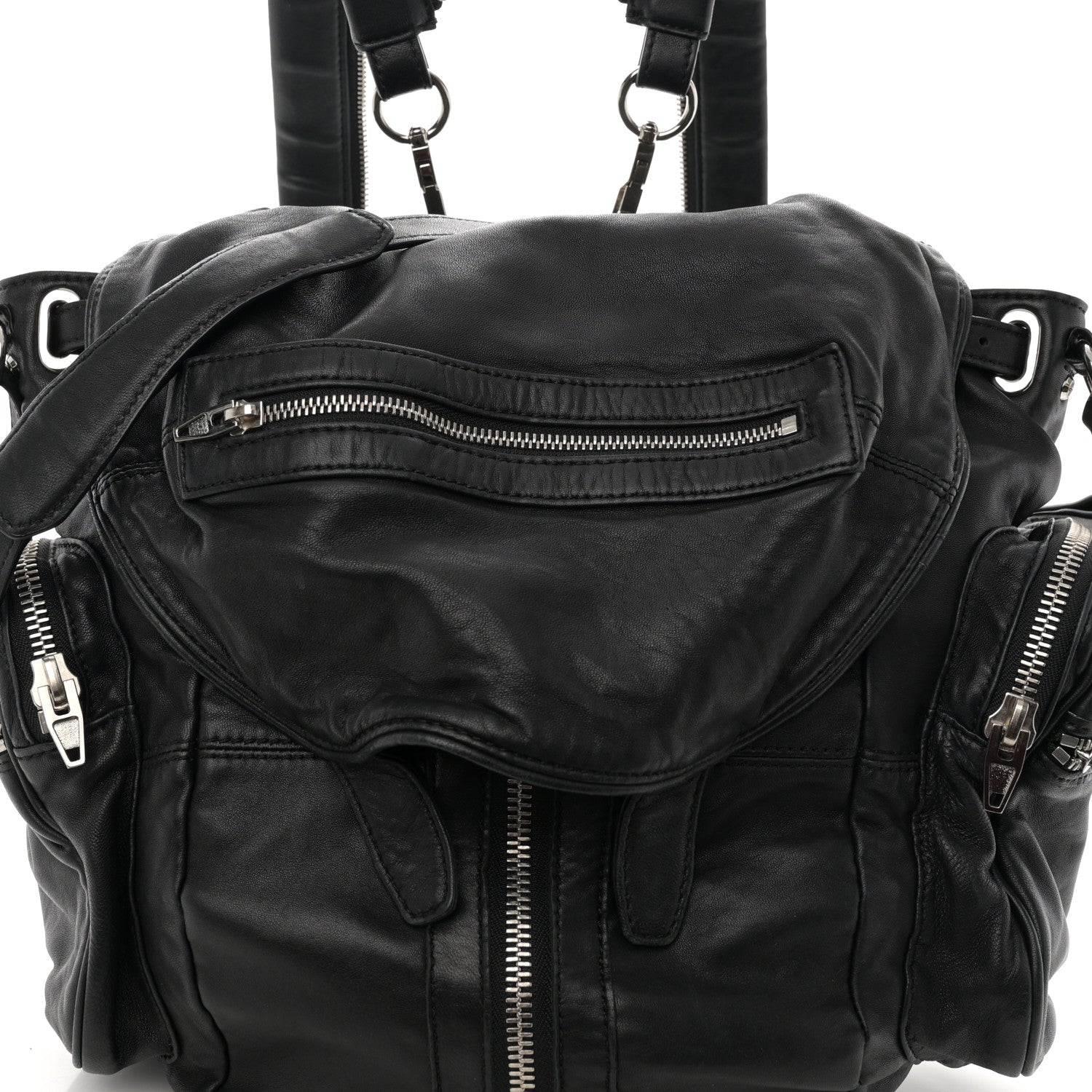 Alexander Wang Lambskin Marti Backpack Bag Washed Black Rhodium Hardware 7 of 9