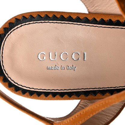 Gucci Malaga Kid Suede Snakeskin Interlocking G Studs 155mm Platform Sandals 40.5 Beige Cognac 6 of 8