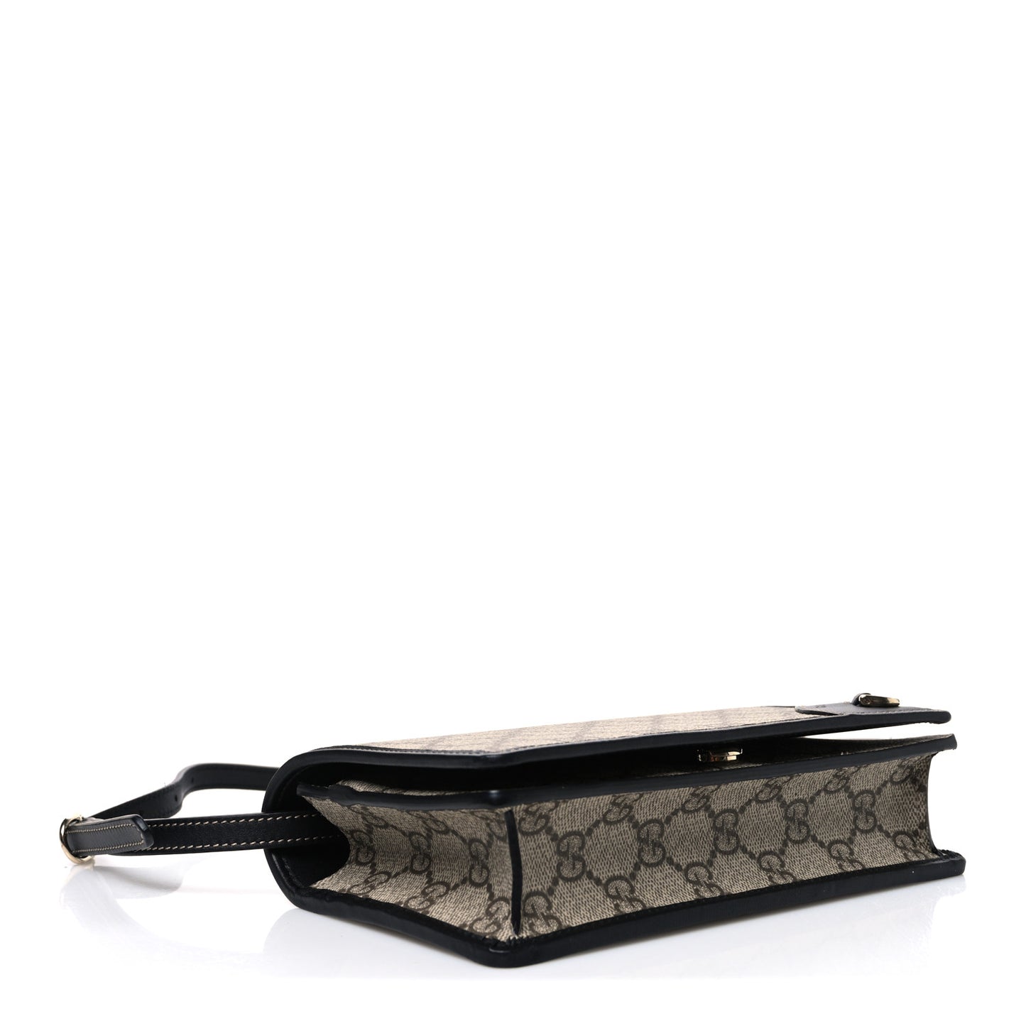 GG Emblem Monogram Wallet With Strap Beige Ebony Black