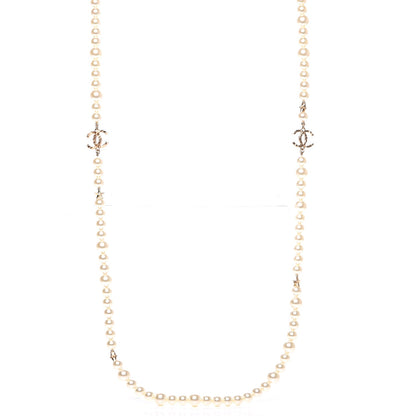 Chanel Graduated Pearl Studded CC Star Long Necklace Gold 1 of 8
