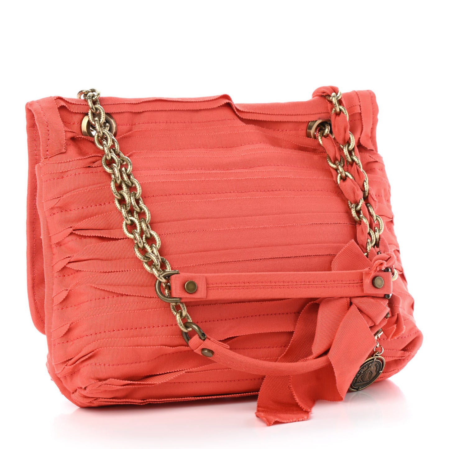 Canvas Pleated Happy Square Shoulder Bag Orange