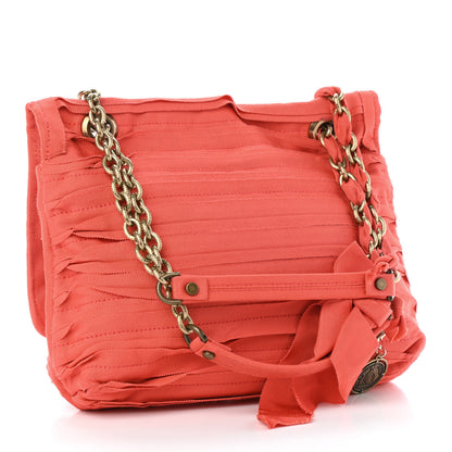 Lanvin Canvas Pleated Happy Square Shoulder Bag Orange 2 of 4