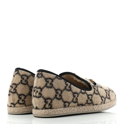 Gucci Covered Wool GG Monogram Mens Fria Horsebit Loafers 8.5 Beige Ebony Black Butterscotch 4 of 8
