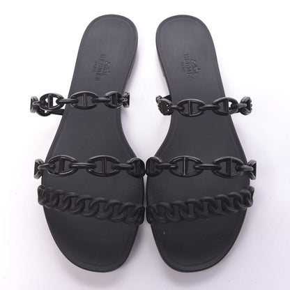 Hermes Rubber Chaine d'Ancre Rivage Sandals 38 Black 5 of 10