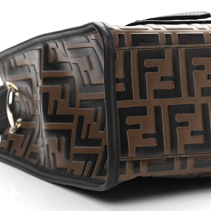Fendi Vitello Century Wicker Bi-Color FF 1974 Embossed Small Runaway Shopper Tote Maya Black 9 of 10