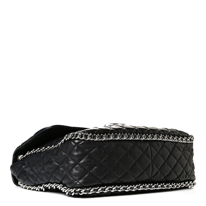 Chanel Washed Lambskin Quilted Maxi Chain Around Flap Black 3 of 9