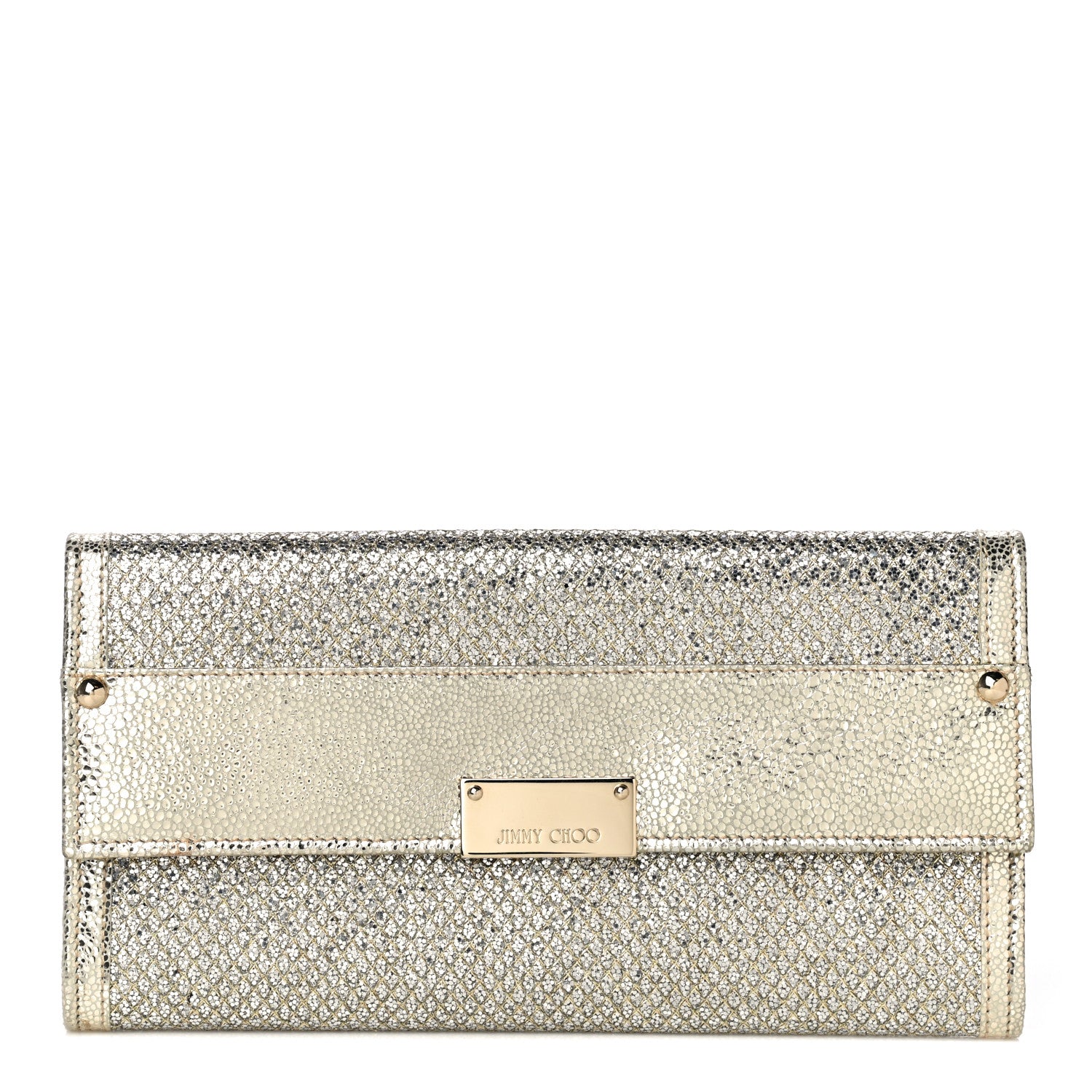 Jimmy Choo Glitter Fabric Reese Clutch Wallet Metallic 1 of 11