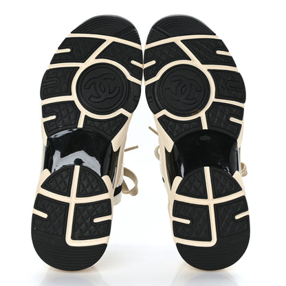 Chanel Mesh Suede Fabric Womens CC Sneakers 38 Light Pink White Black 5 of 8