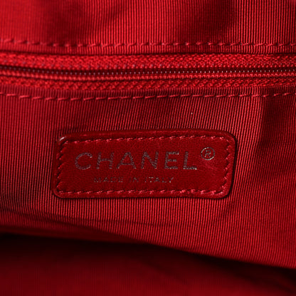 Chanel Striped Canvas Logo Tote Red 6 of 11