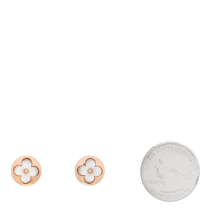 Louis Vuitton 18K Pink Gold Mother of Pearl Color Blossom Sun Stud Earrings 2 of 5