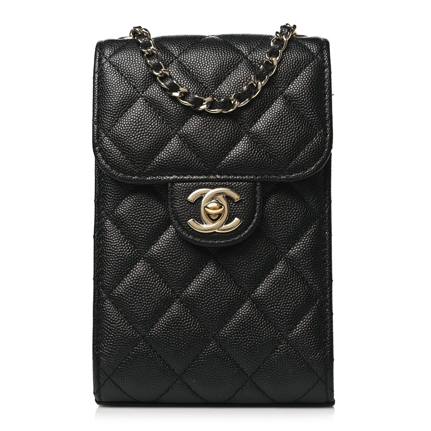 Caviar Quilted Classic Phone Holder Black