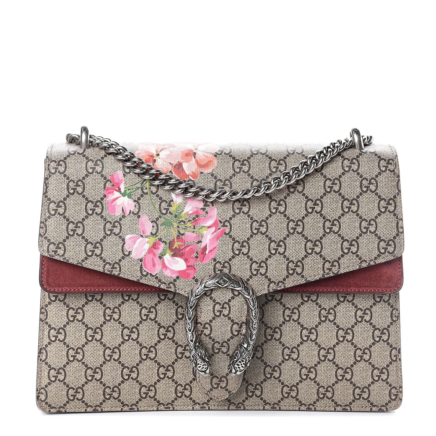 GG Supreme Monogram Blooms Medium Dionysus Shoulder Bag Beige Multicolor Dry Rose