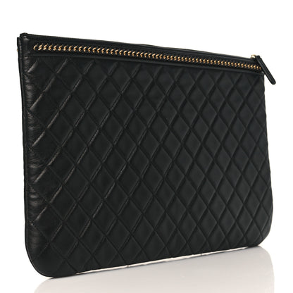 Chanel Calfskin Quilted Large Boy Chain Around Cosmetic Case Black 3 of 8