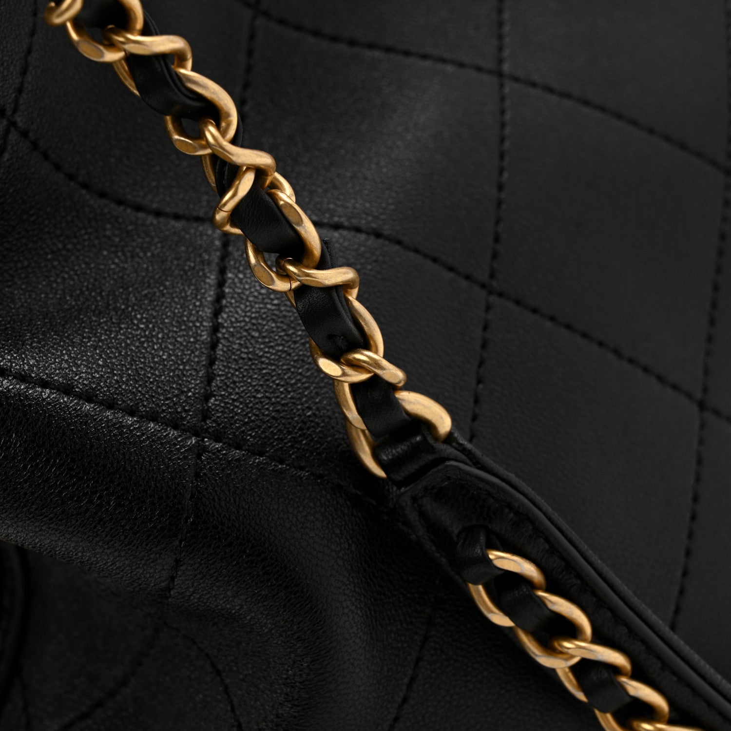 Chanel Shiny Lambskin Quilted Chain Around Shopping Tote Black 12 of 12