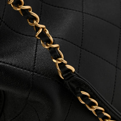 Chanel Shiny Lambskin Quilted Chain Around Shopping Tote Black 12 of 12