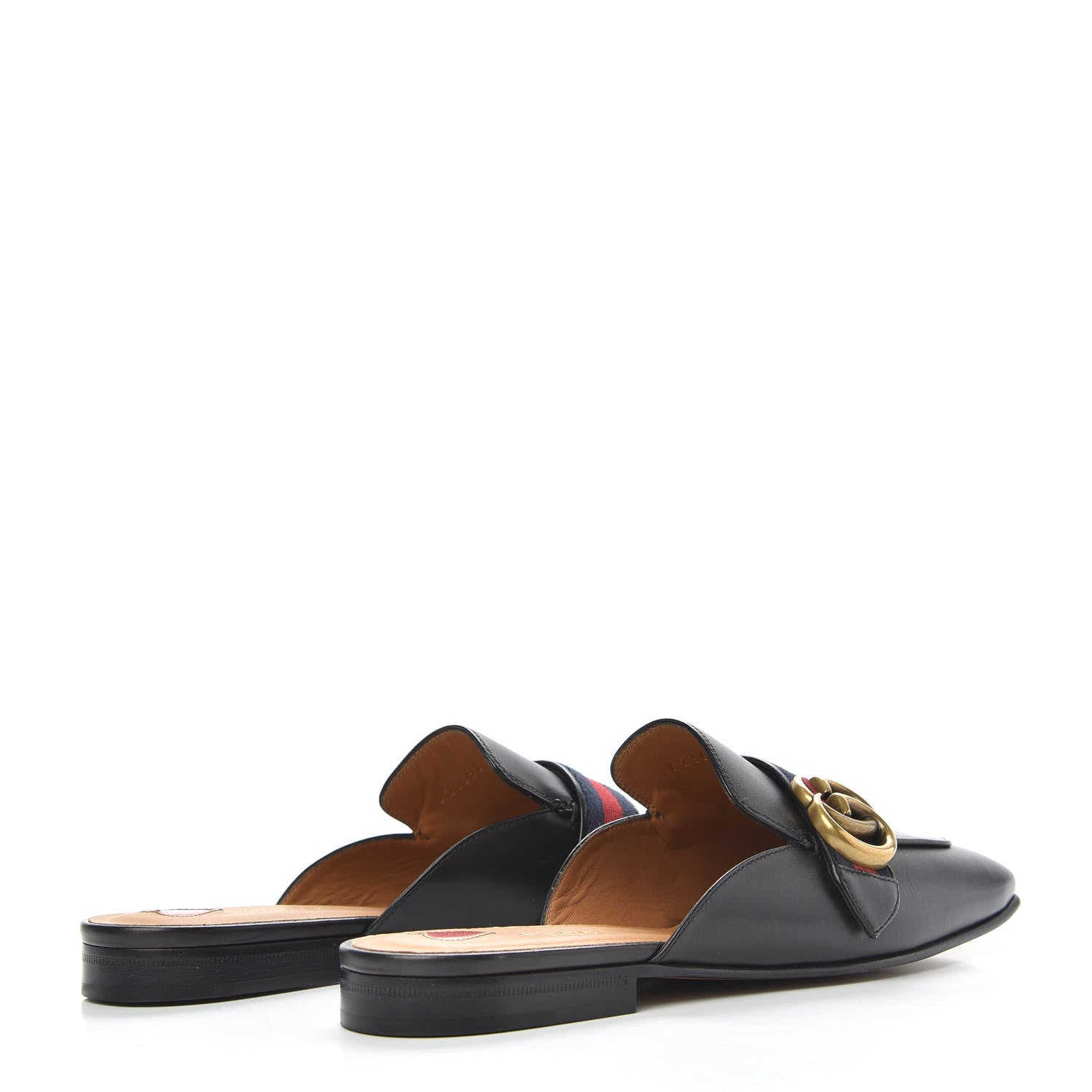 Gucci Calfskin Web Womens Peyton GG Slippers 37.5 Black 4 of 8