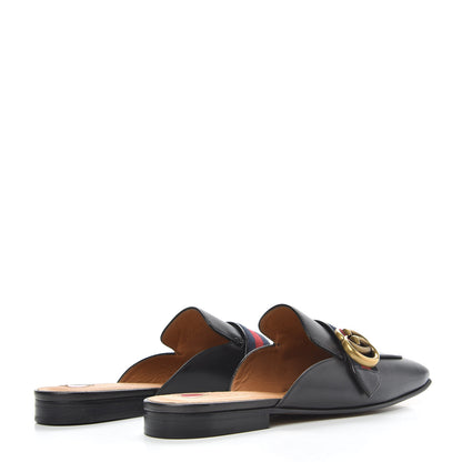 Gucci Calfskin Web Womens Peyton GG Slippers 37.5 Black 4 of 8
