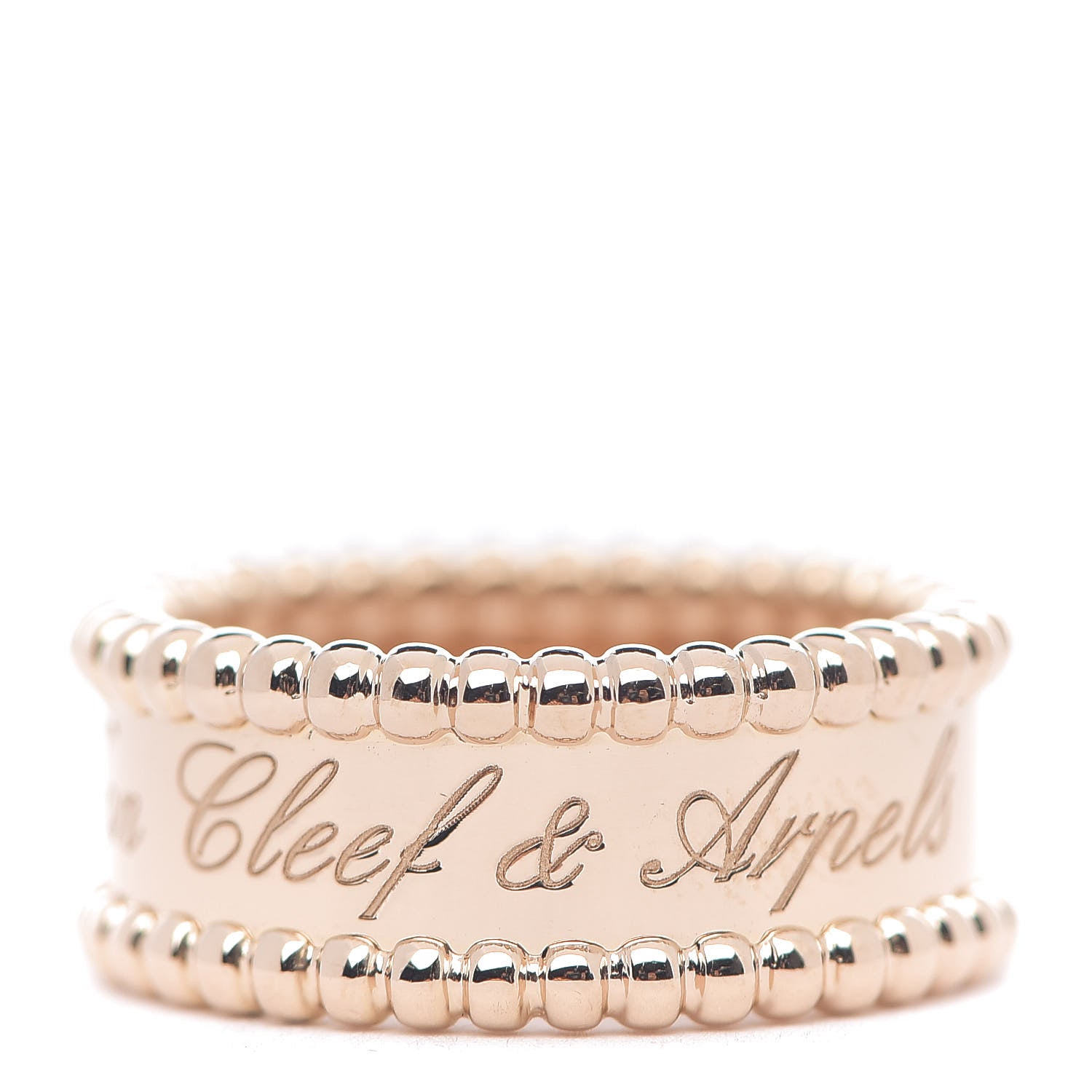 Van Cleef & Arpels 18K Rose Gold Perlee Signature Ring 50 5.25 1 of 5