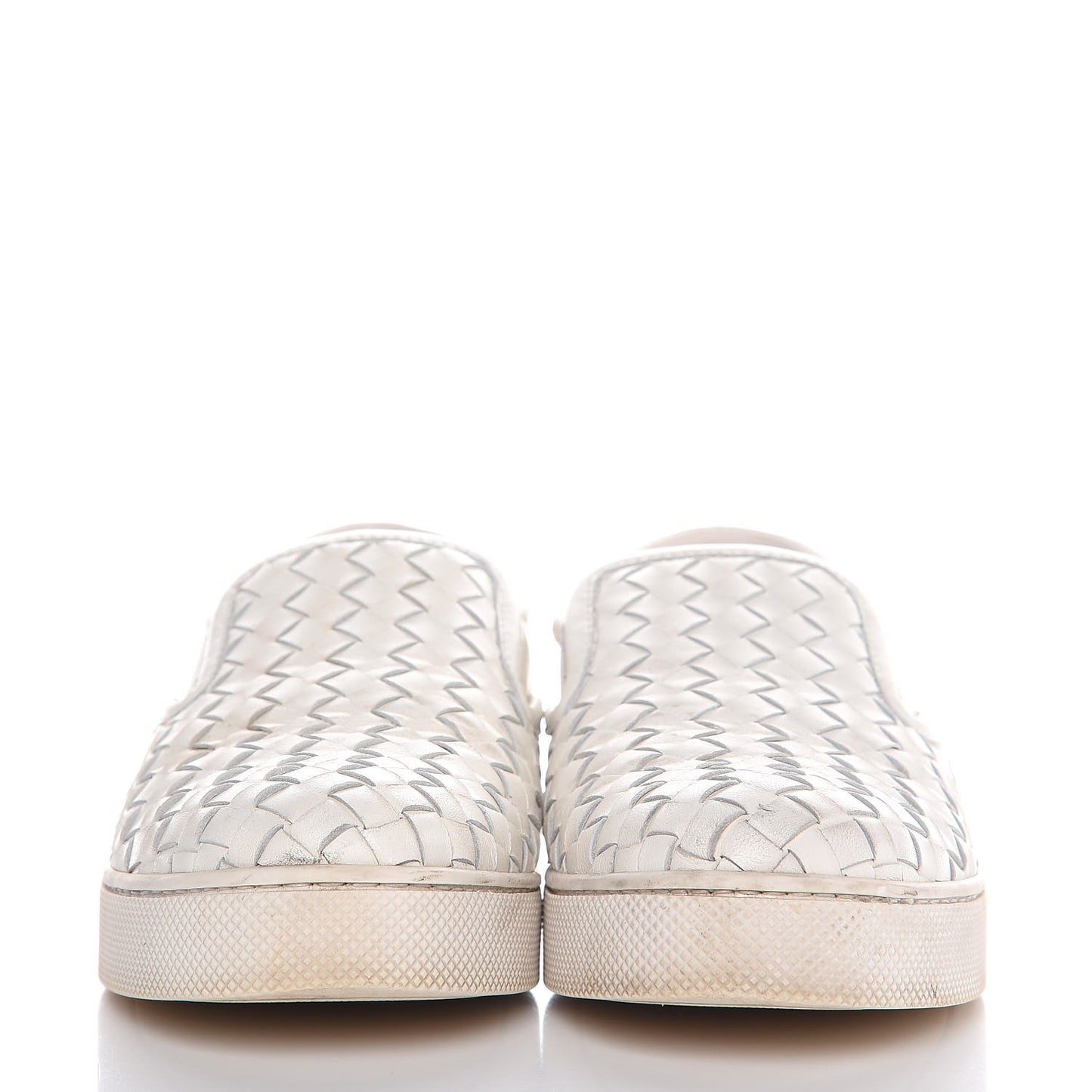 Nappa Intrecciato Slip On Sneakers 37 Bianco White