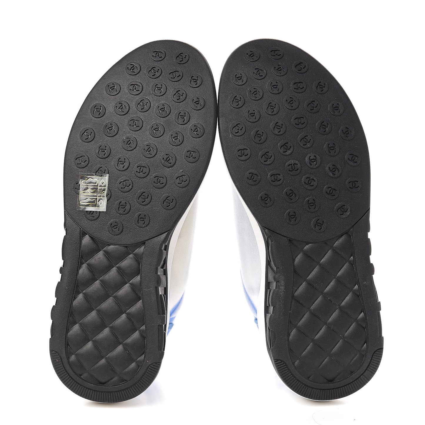Calfskin Mesh Lycra Womens Logo Sneakers 36 White Blue