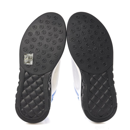 Chanel Calfskin Mesh Lycra Womens Logo Sneakers 36 White Blue 5 of 8