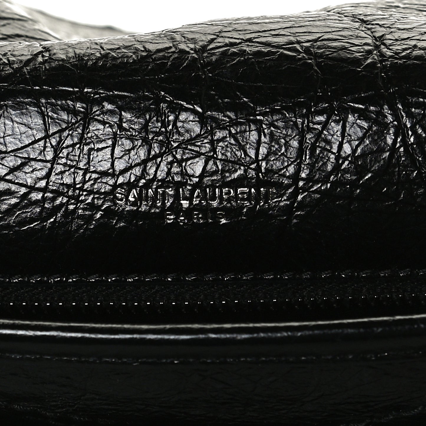 Crinkled Calfskin Matelasse Monogram Medium Niki Chain Satchel Black