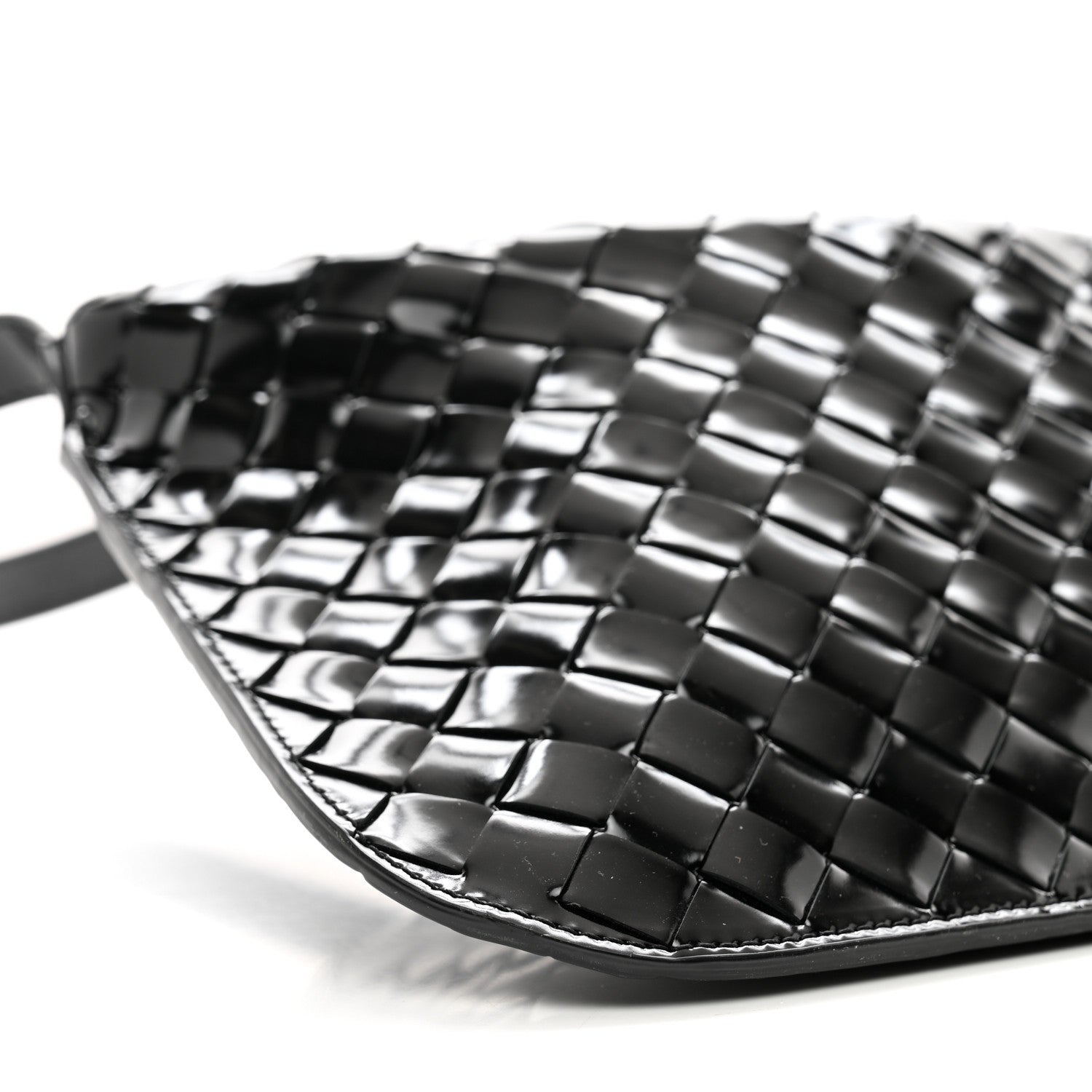 Bottega Veneta Patent Intrecciato Shoulder Bag Black 8 of 9