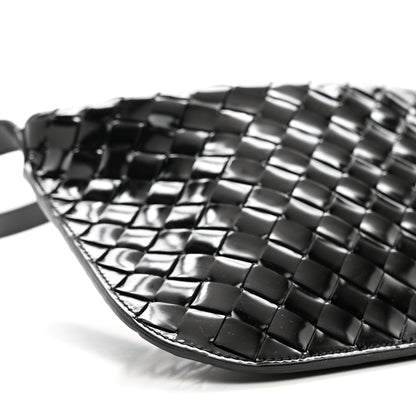 Bottega Veneta Patent Intrecciato Shoulder Bag Black 8 of 9