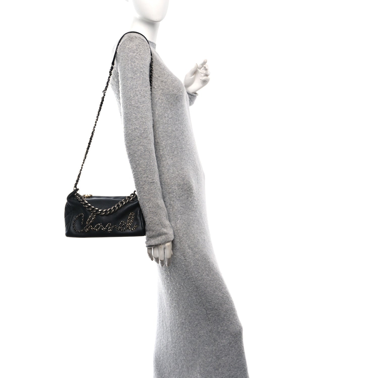 Chanel Calfskin Chain 20s Signature Hobo Black 2 of 9