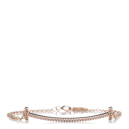 Tiffany 18K Rose Gold Diamond T Smile Bracelet 1 of 5