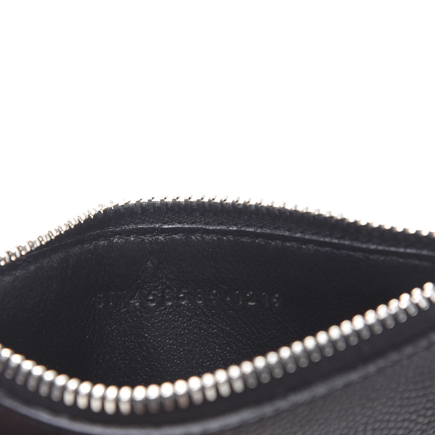 Grained Calfskin 5 Fragments Zip Pouch Card Holder Black