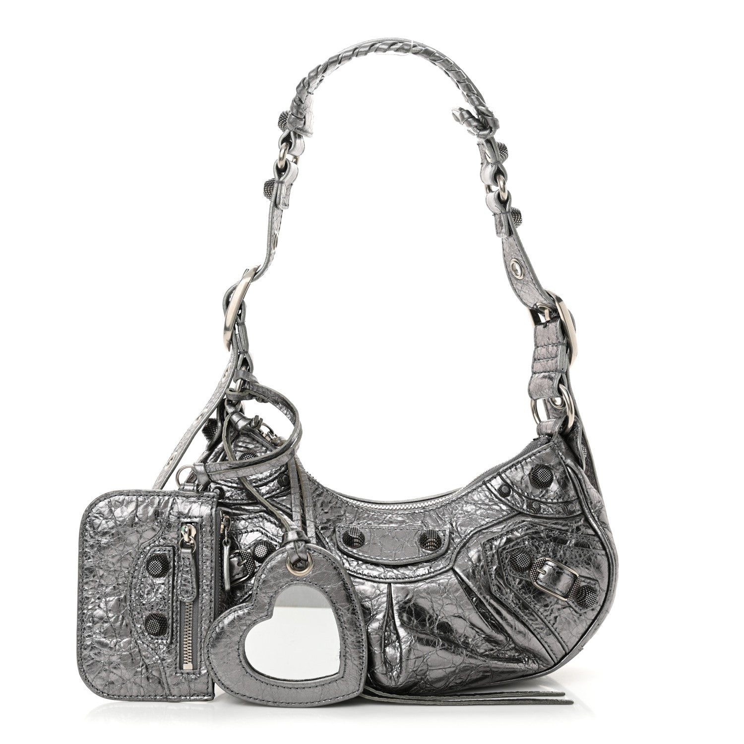 Balenciaga Metallic Agneau Arena Le Cagole Shoulder Bag XS Silver 3 of 13