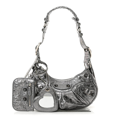 Balenciaga Metallic Agneau Arena Le Cagole Shoulder Bag XS Silver 3 of 13