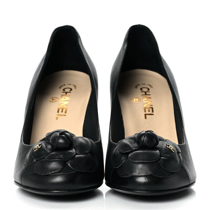 Chanel Lambskin Camellia Pumps 39.5 Black 2 of 11