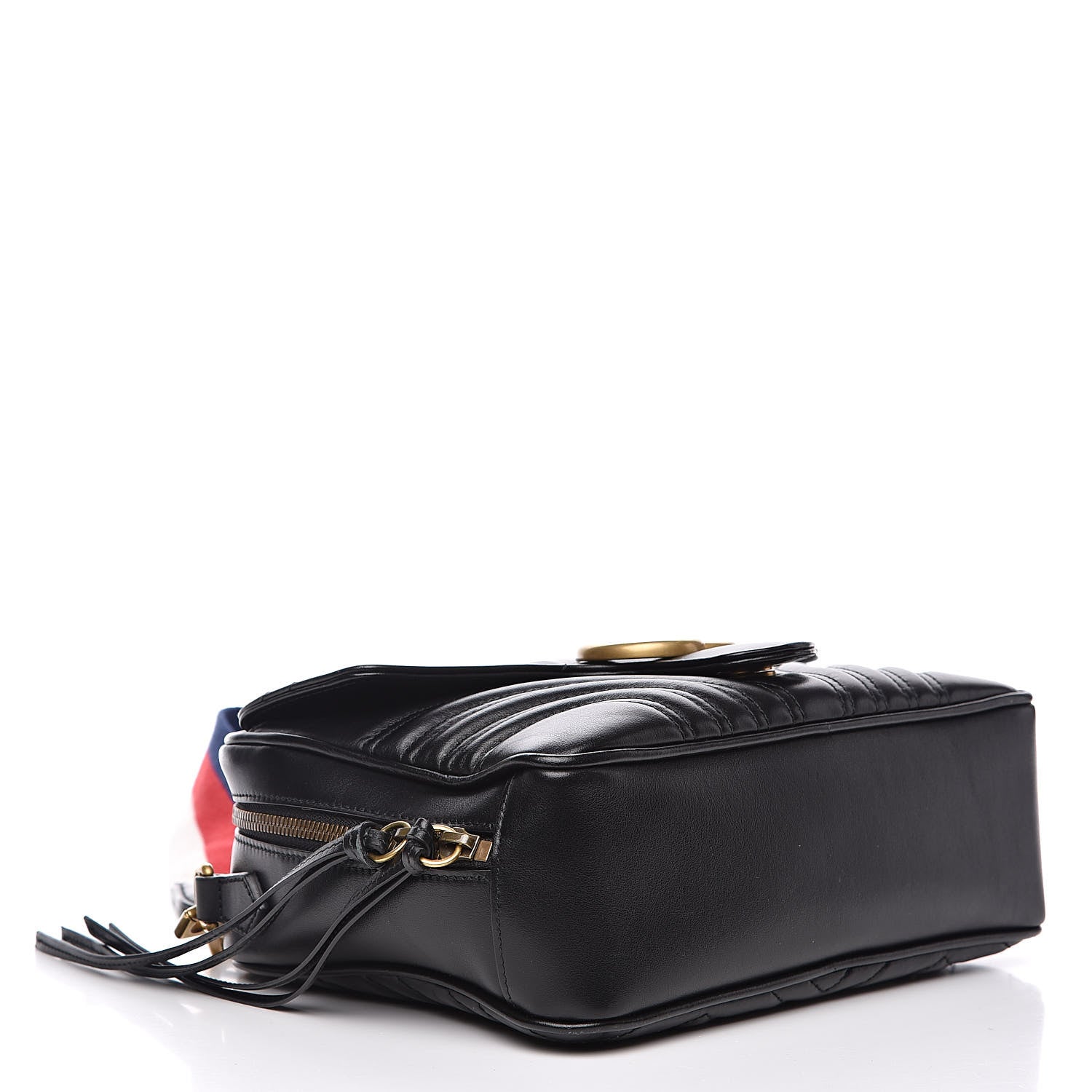 Gucci Calfskin Matelasse Sylvie Web Small GG Marmont Top Handle Shoulder Bag Black 4 of 13