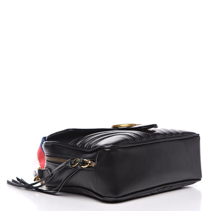 Gucci Calfskin Matelasse Sylvie Web Small GG Marmont Top Handle Shoulder Bag Black 4 of 13