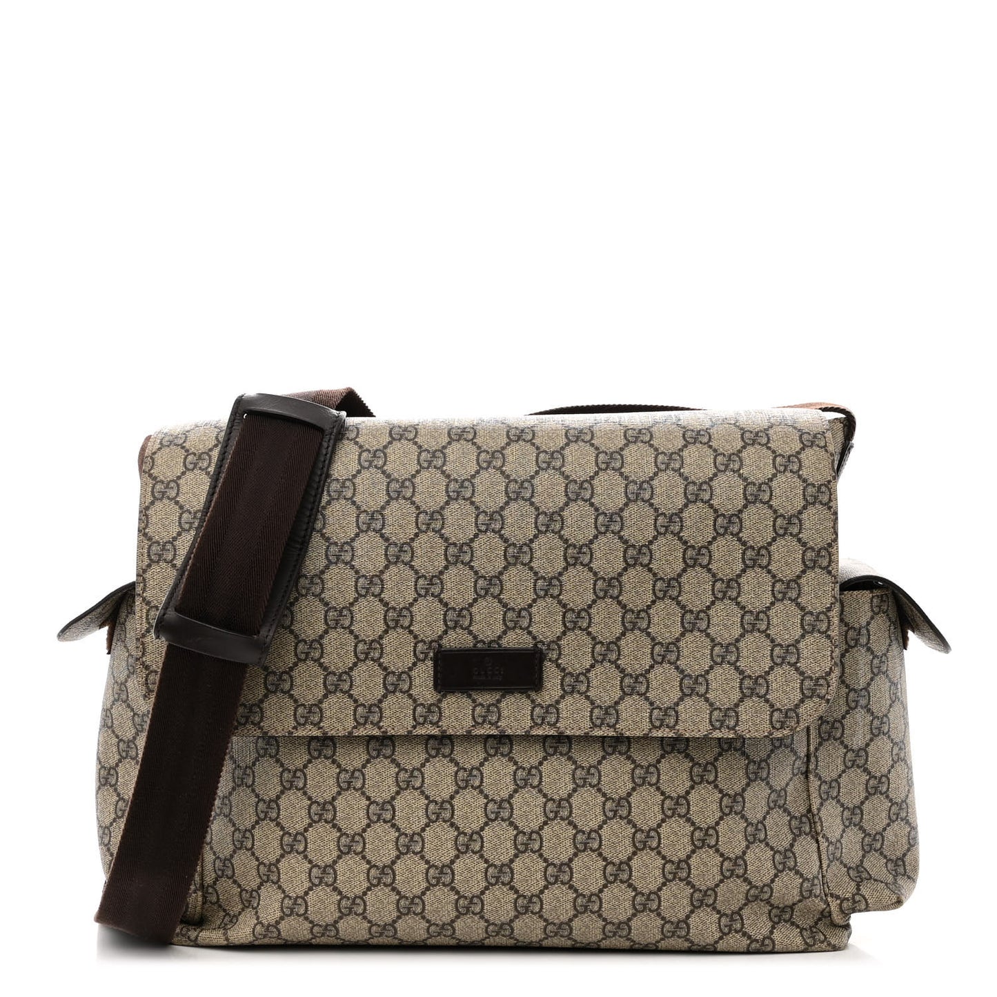 GG Plus Monogram Messenger Diaper Bag Dark Brown