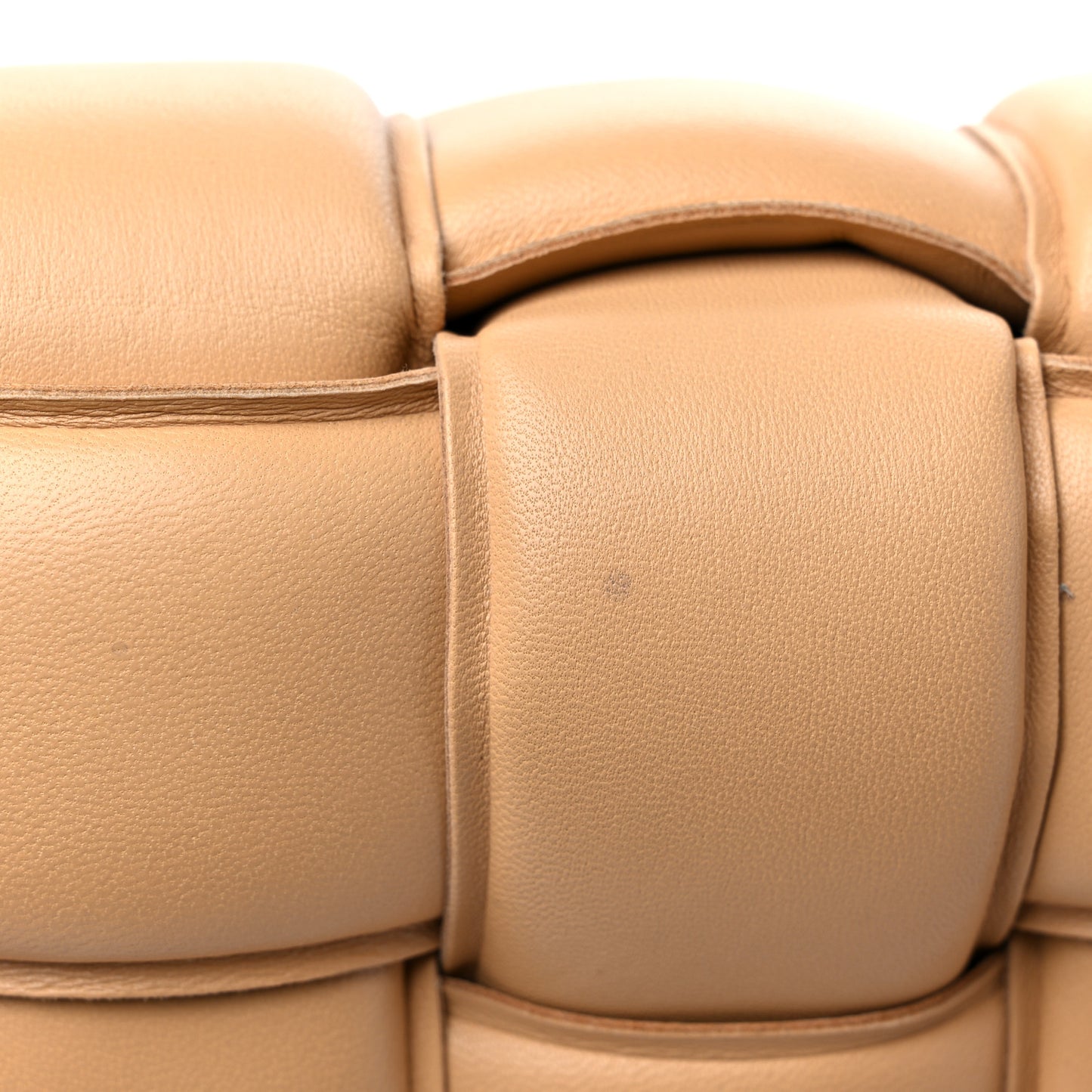 Nappa Maxi Intreccio Padded Cassette Crossbody Bag Almond