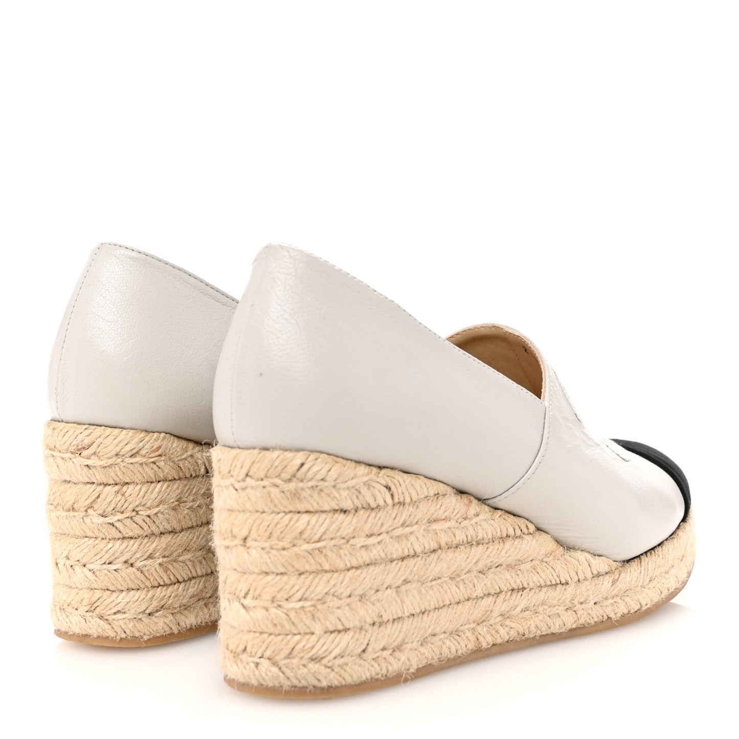 Lambskin Suede CC Espadrille Wedges 39 Grey Black