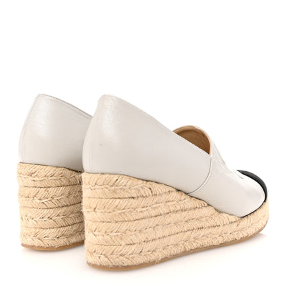 Chanel Lambskin Suede CC Espadrille Wedges 39 Grey Black 5 of 10
