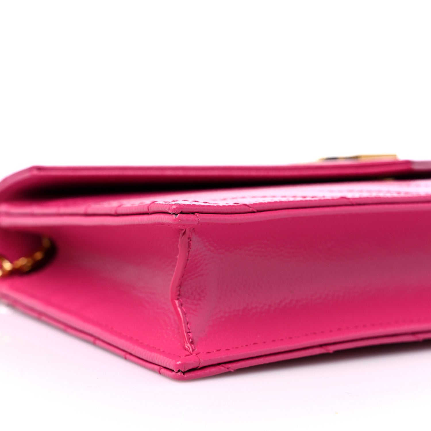 Saint Laurent Grain De Poudre Matelasse Chevron Monogram Envelope Chain Wallet Fresh Fuchsia 8 of 9