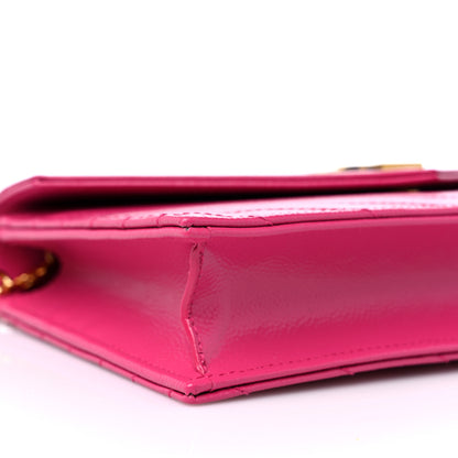 Saint Laurent Grain De Poudre Matelasse Chevron Monogram Envelope Chain Wallet Fresh Fuchsia 8 of 9