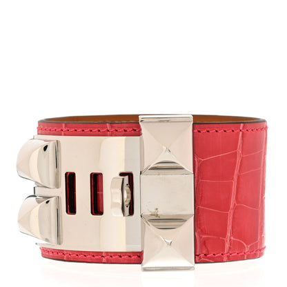 Hermes Crocodile Collier de Chien CDC Bracelet T3 Pink 3 of 6
