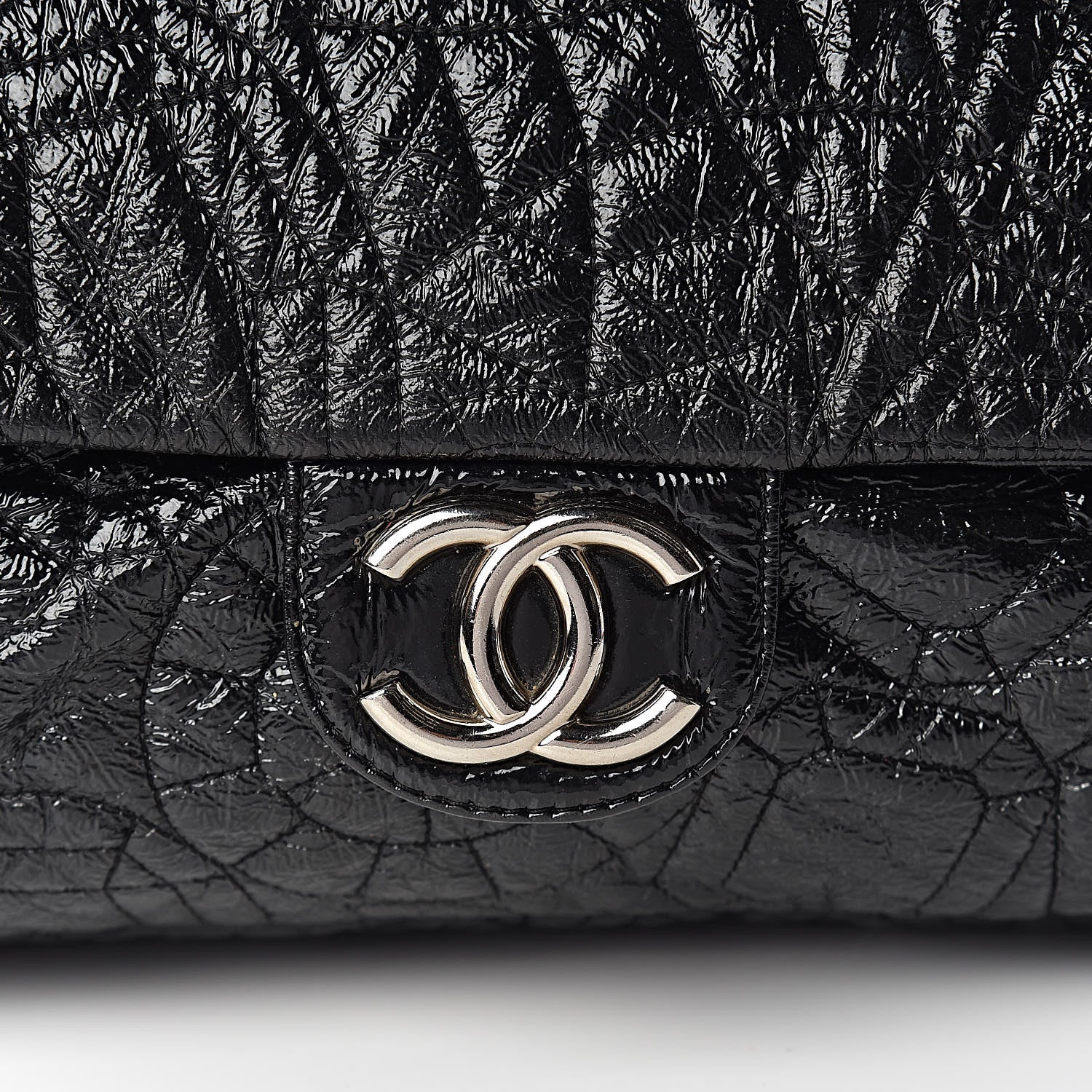 Chanel Vinyl Graphic Edge Flap Black 8 of 15