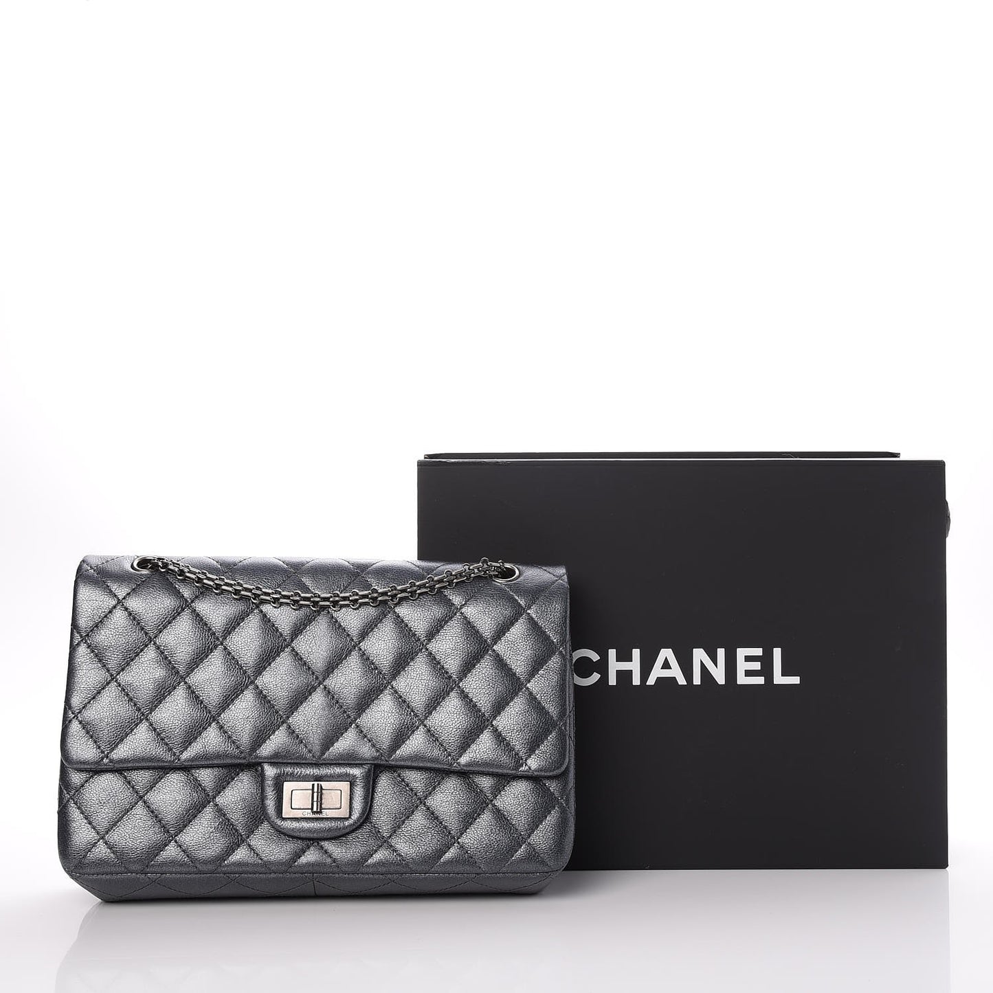 Metallic Calfskin Quilted 2.55 Reissue 227 Flap Charcoal
