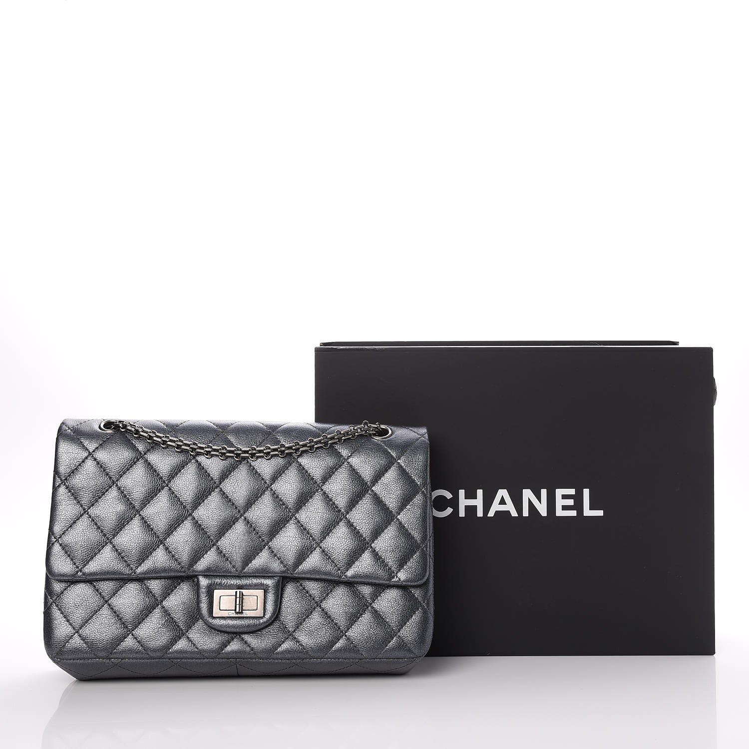 Chanel Metallic Calfskin Quilted 2.55 Reissue 227 Flap Charcoal 9 of 9