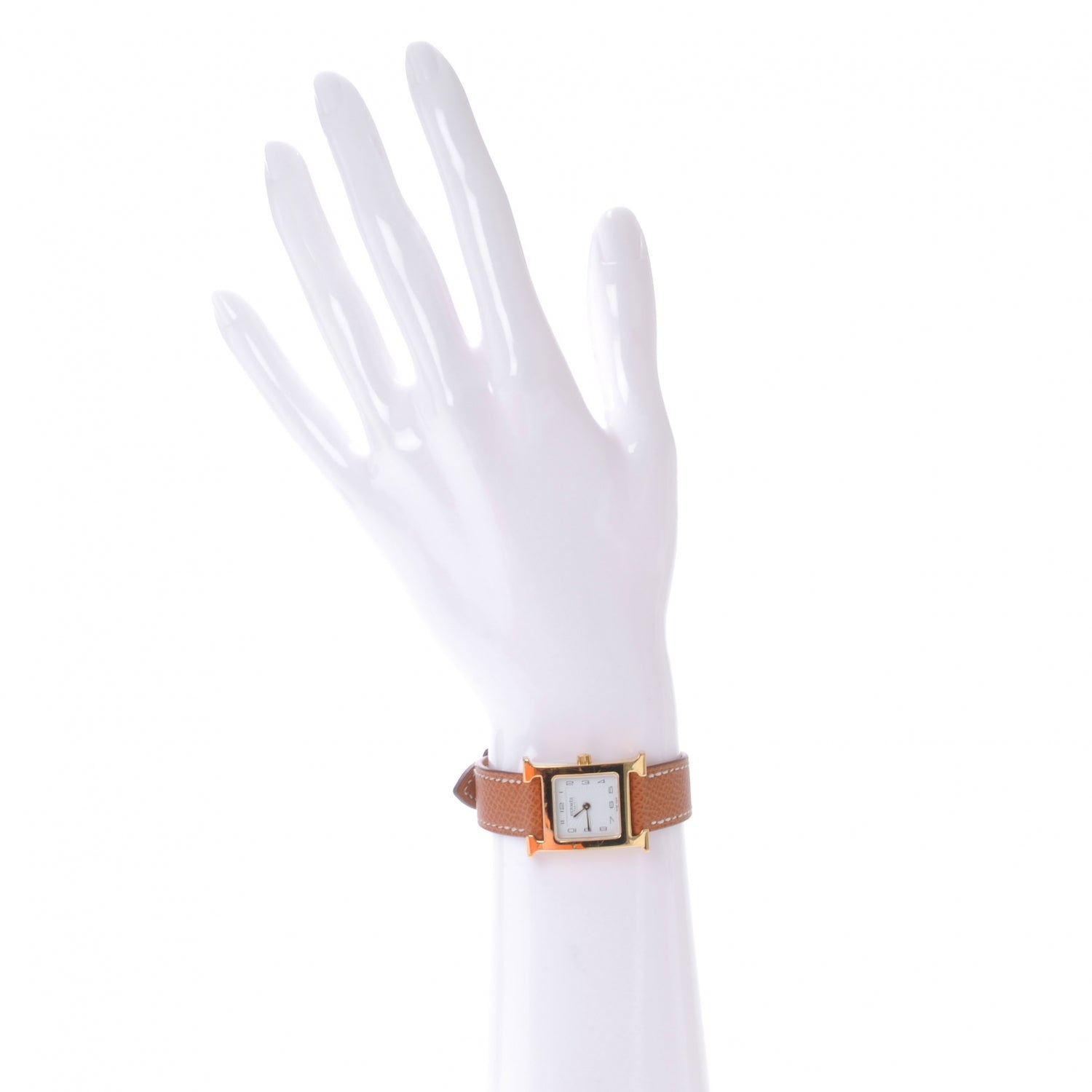 Hermes Stainless Steel Epsom 21mm Heure H Hour Quartz Watch Gold 2 of 7