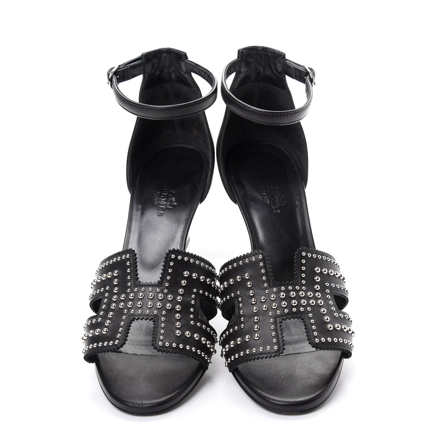 Calfskin Clous Legend Wedge Sandals 37 Black
