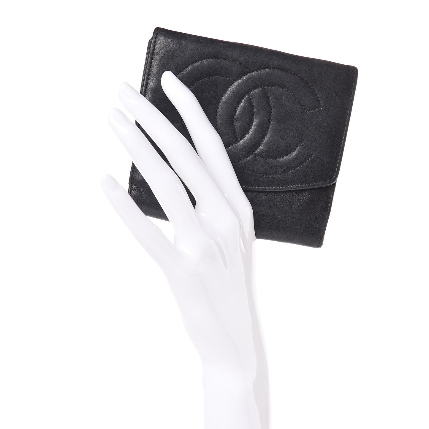 Lambskin Timeless CC Compact French Wallet Black