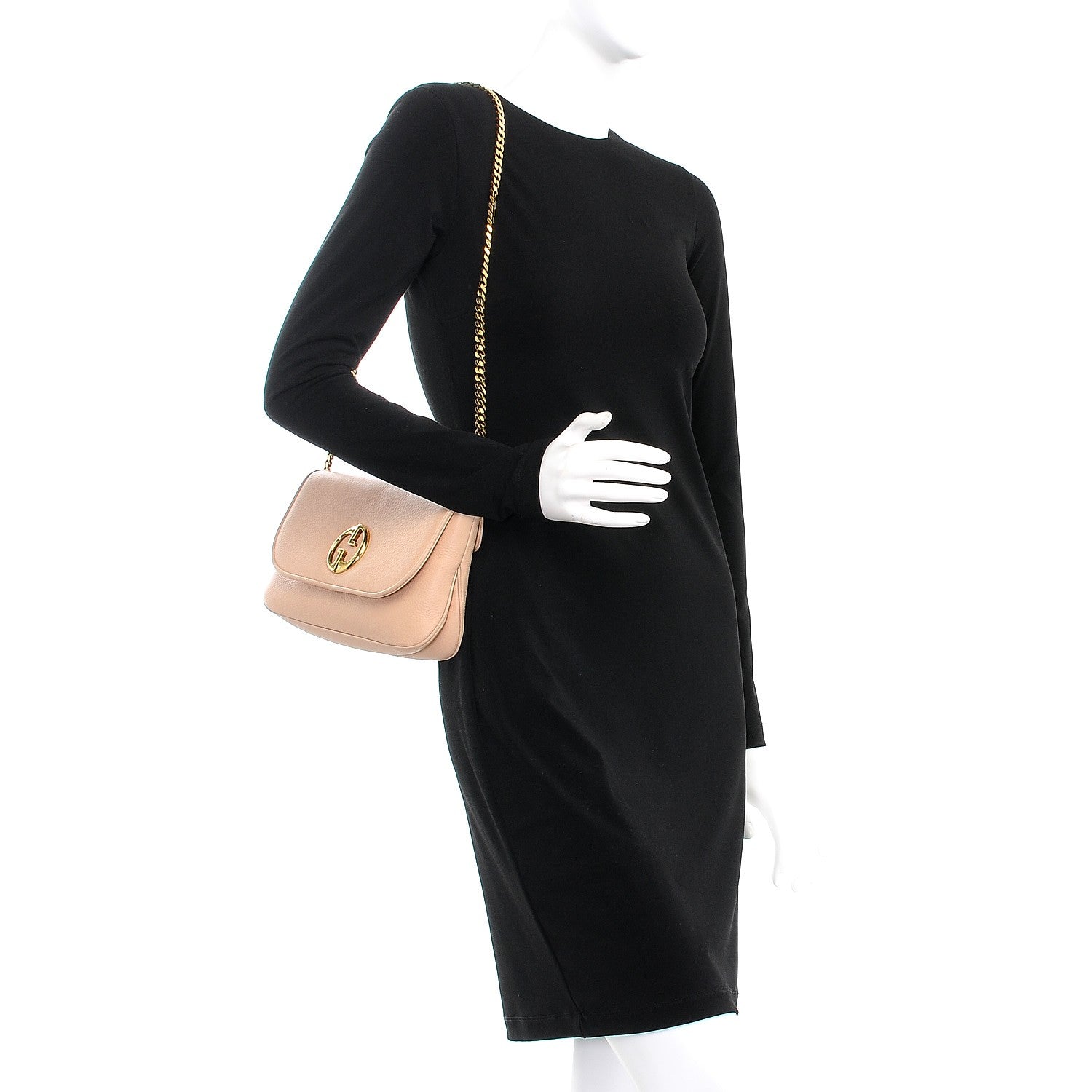 Gucci Calfskin Medium 1973 Chain Shoulder Bag Camelia 2 of 8